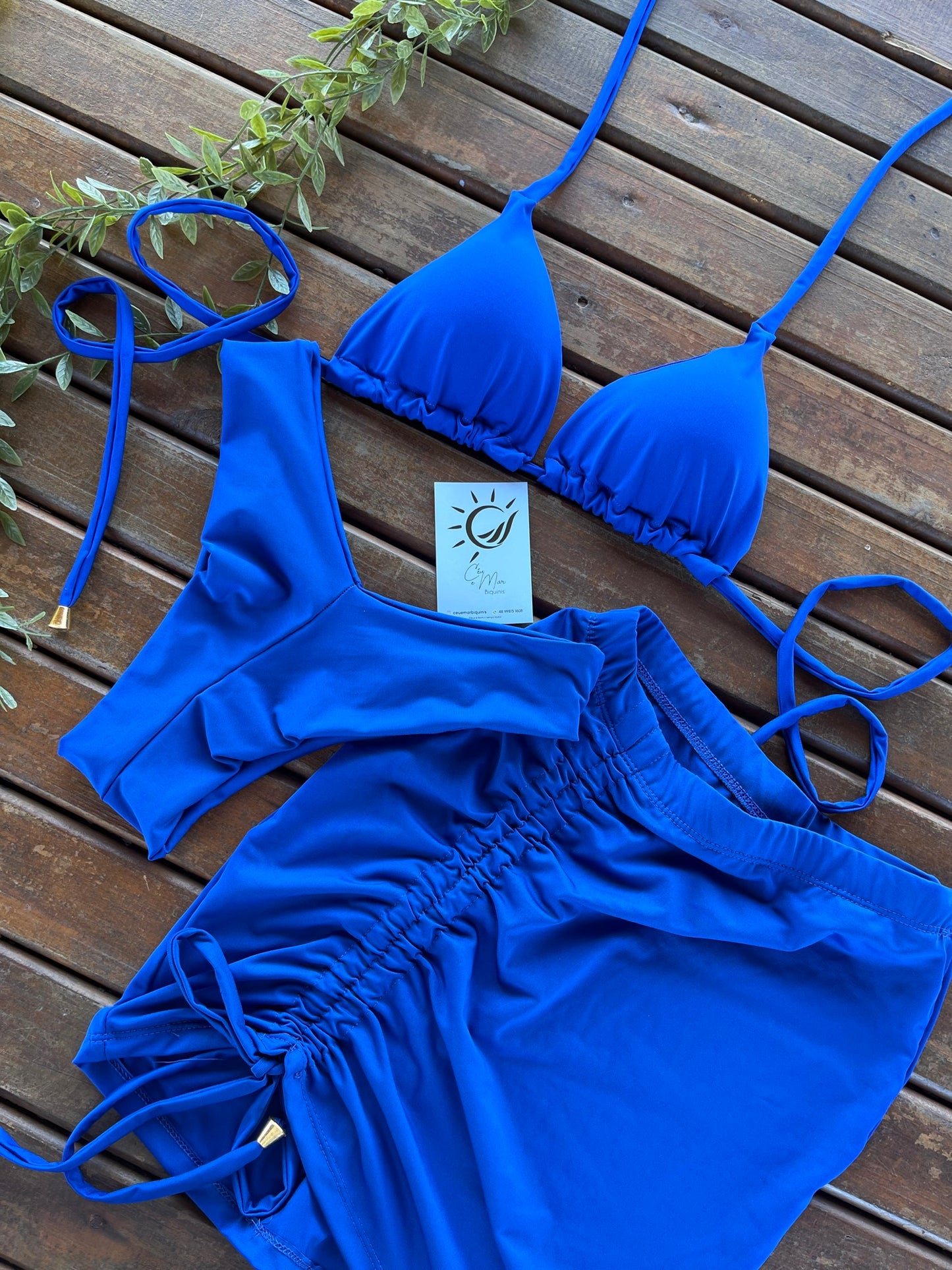 Electric Blue Bikini Set – Triangle Top & High-Leg Bottom