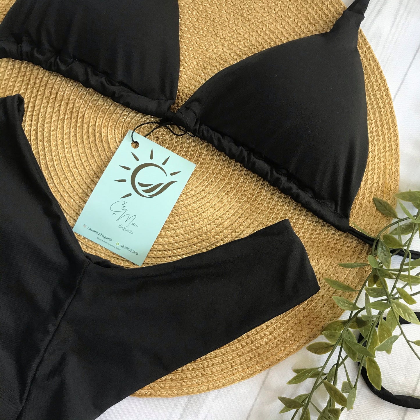 Classic Noir Bikini Set – Triangle Top & High-Leg Bottom
