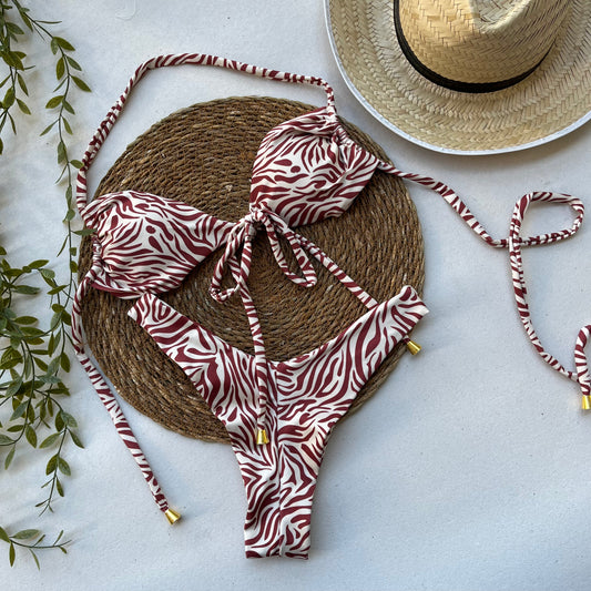 Sahara Stripe Zebra Print Bikini Set