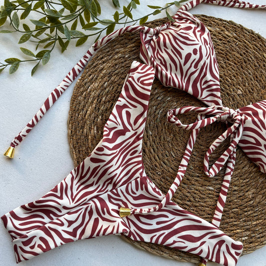 Sahara Stripe Zebra Print Bikini Set