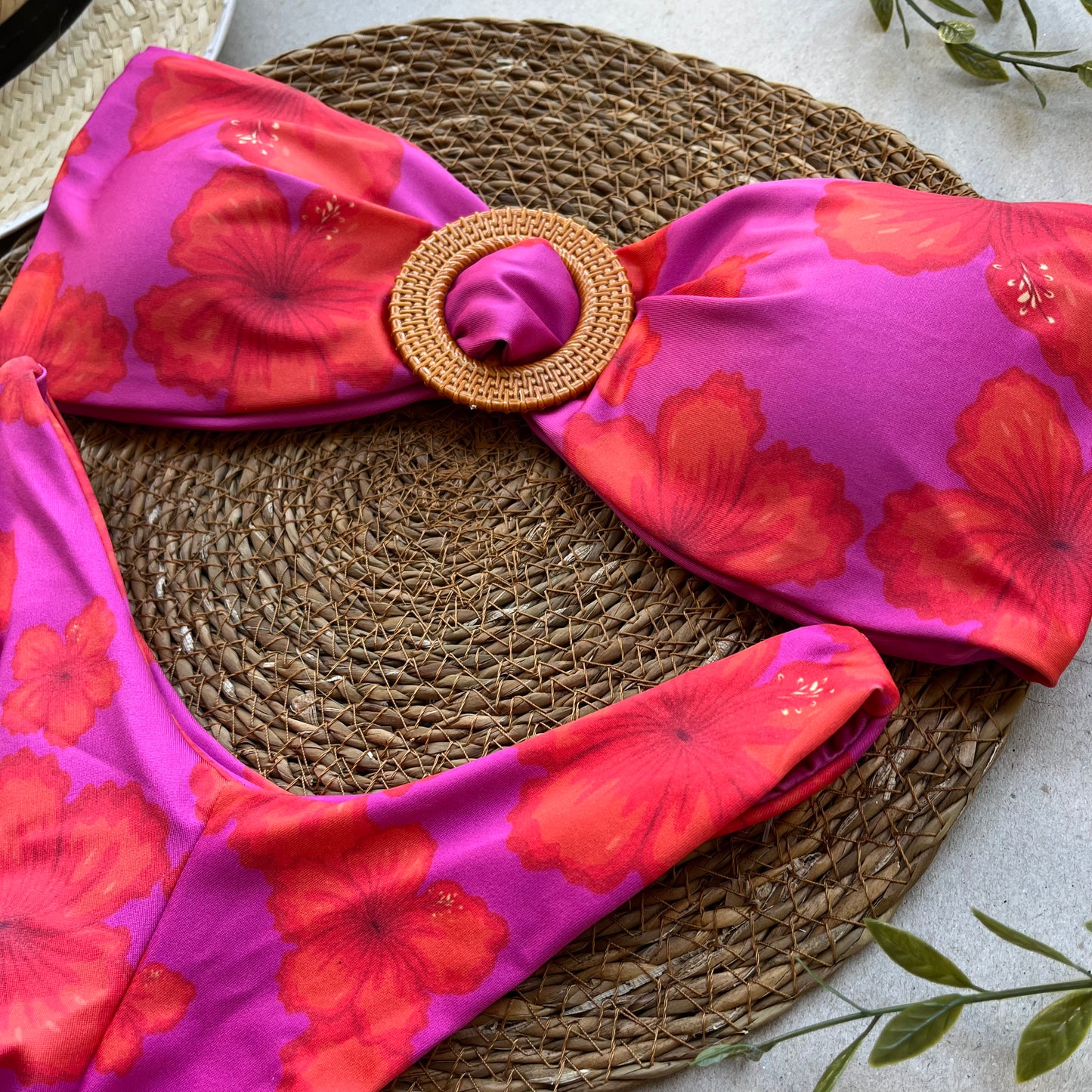 Sunrise Bandeau Bikini Set with Acrylic Ring