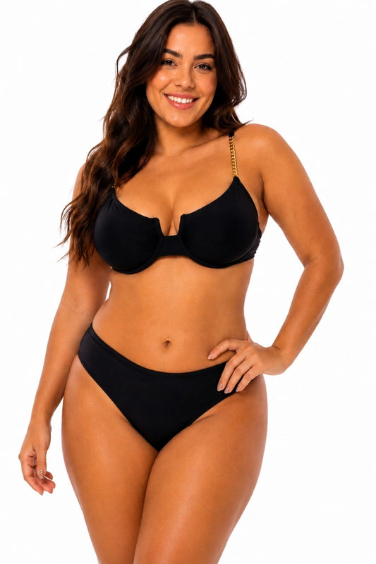 Doris Black Underwire Bikini Set | Luxury Brazilian Swimwear