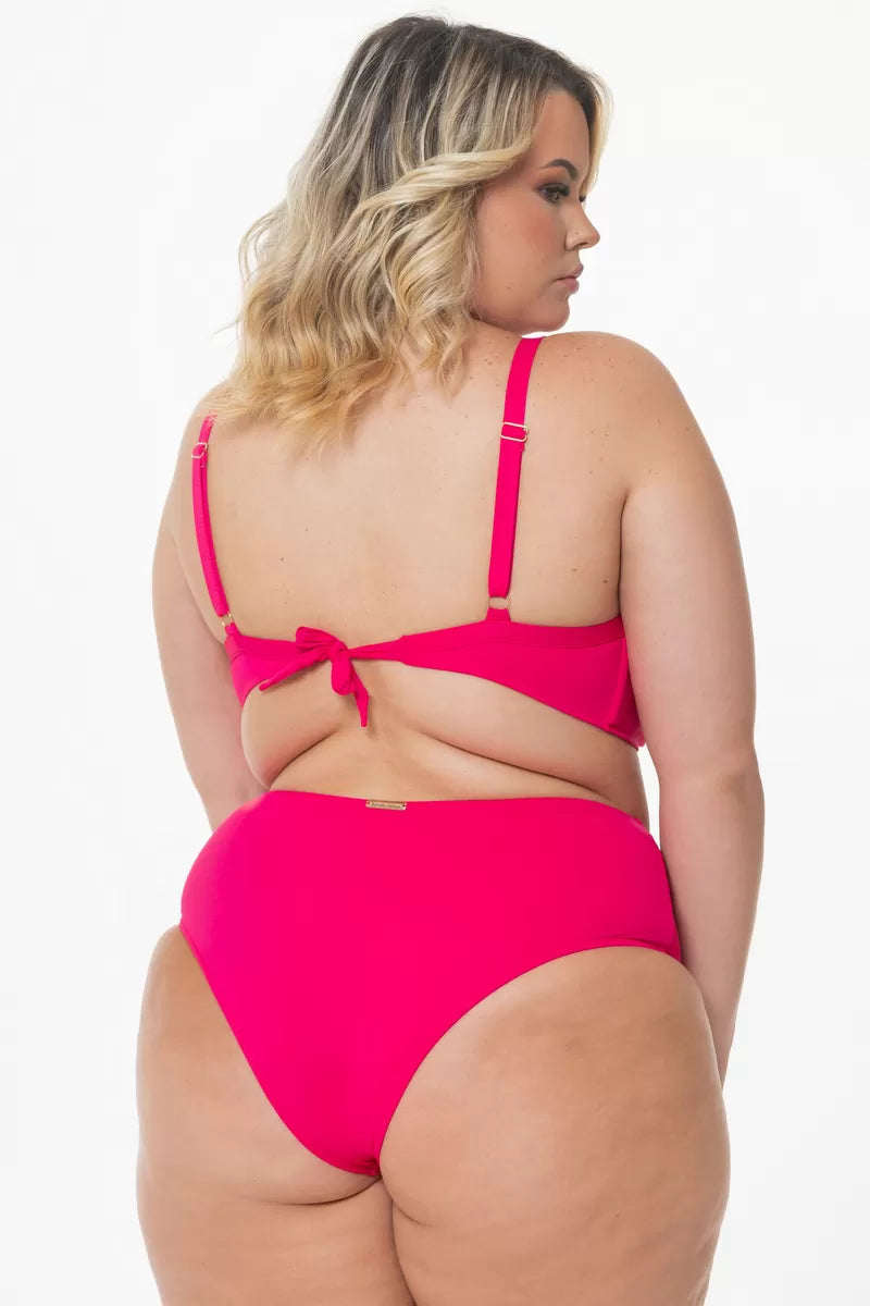Hot Pink Underwire High-Waisted Bikini Set | Vibrant Curves Collection