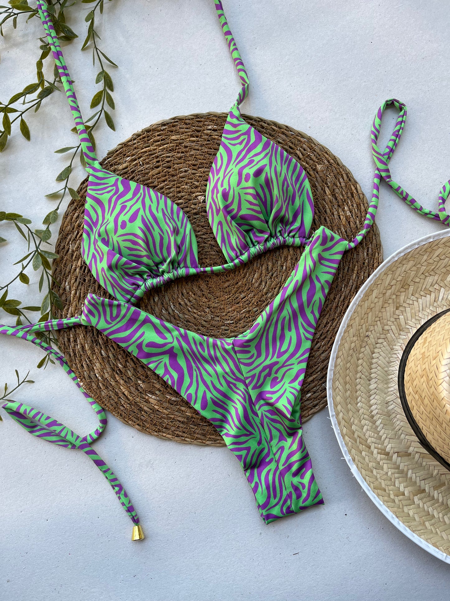 Emerald Oasis Zebra Print Bikini Set