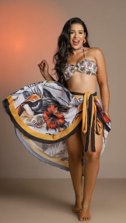 Tropical print bikini and cover‑up set by Orixah