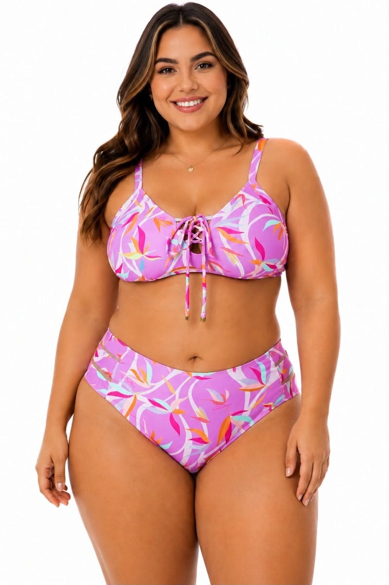 Tropical Sunset Lace-Up Bikini Set