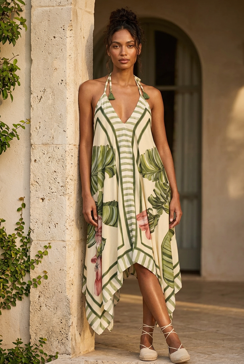 Island Bloom Halter Dress