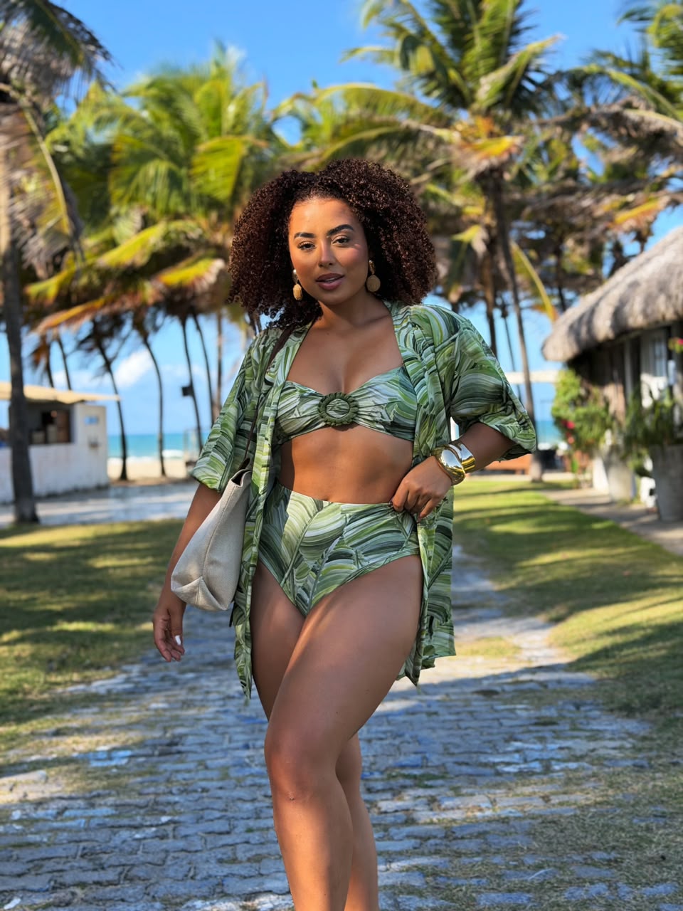 Palm Ring High-Waist Bikini Set