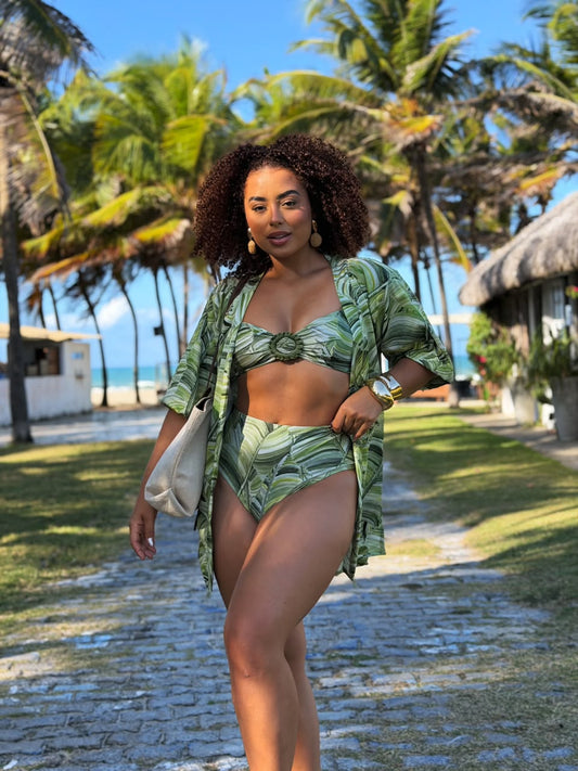 Palm Ring High-Waist Bikini Set