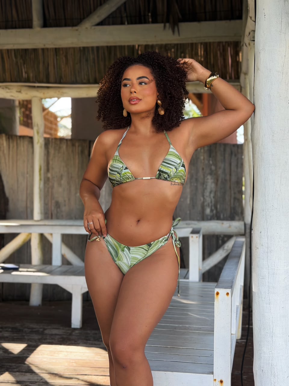 Emerald Palm Tie-Up Bikini Set