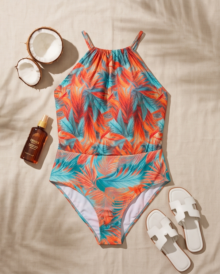 Palm Glow One‑Piece Swimsuit