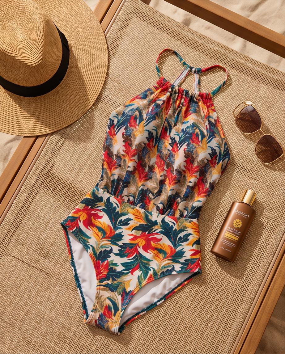 Ocean Ember One‑Piece & Bikini Top Set