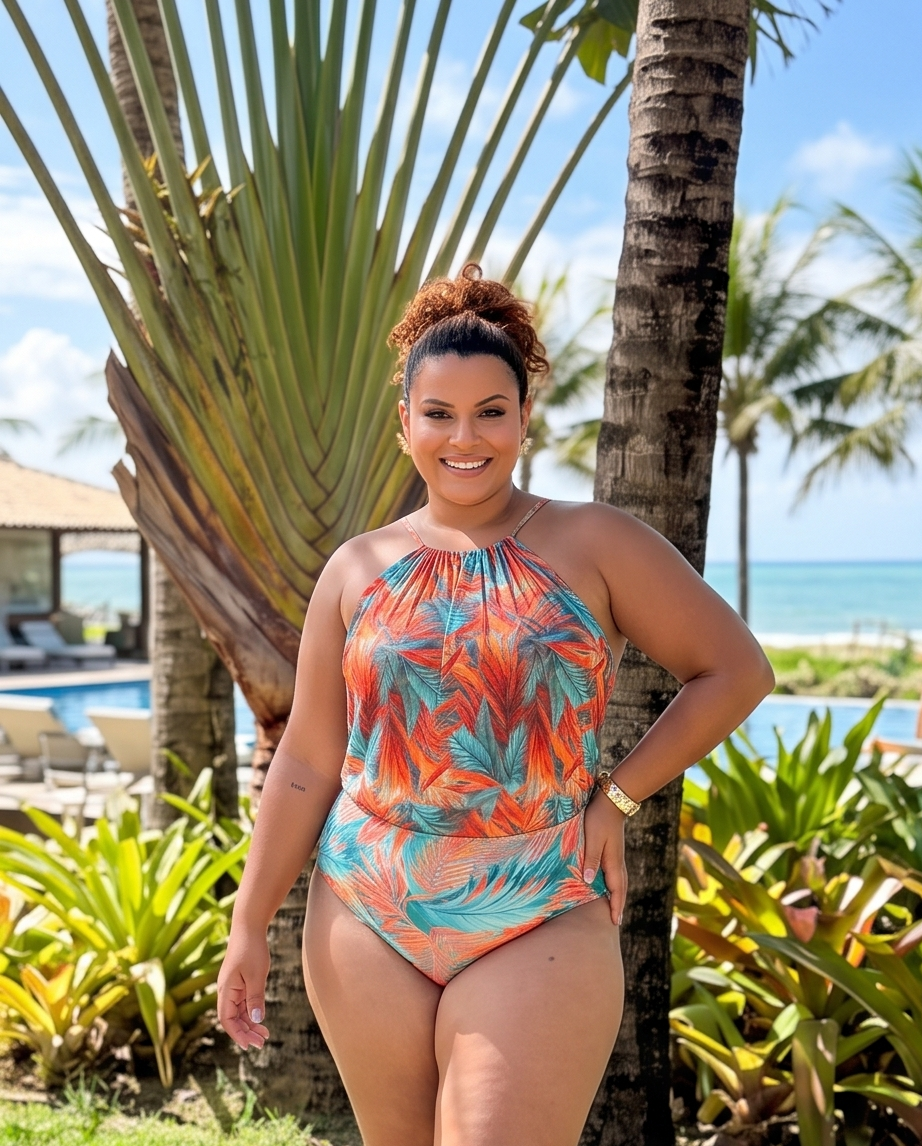 Palm Glow One‑Piece Swimsuit